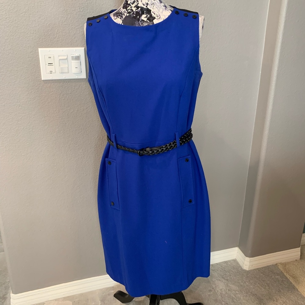 Classic Calvin Klein Blue/black Color Block Dress